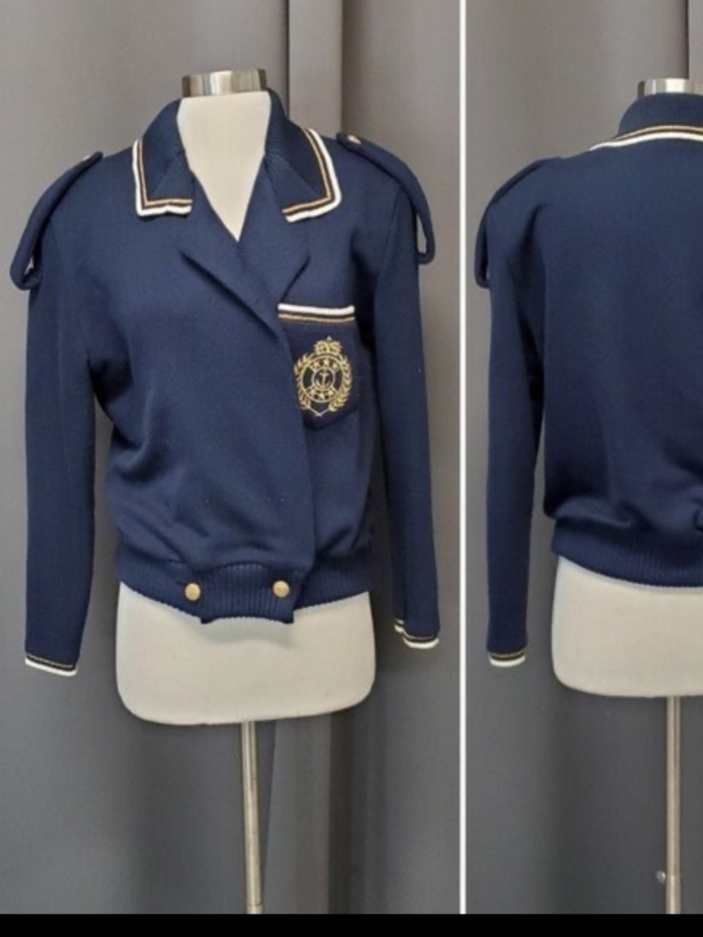 Rare 80’s Vintage Nautical Cardigan Sweater Old Money Sailor Navy Prep Coastal